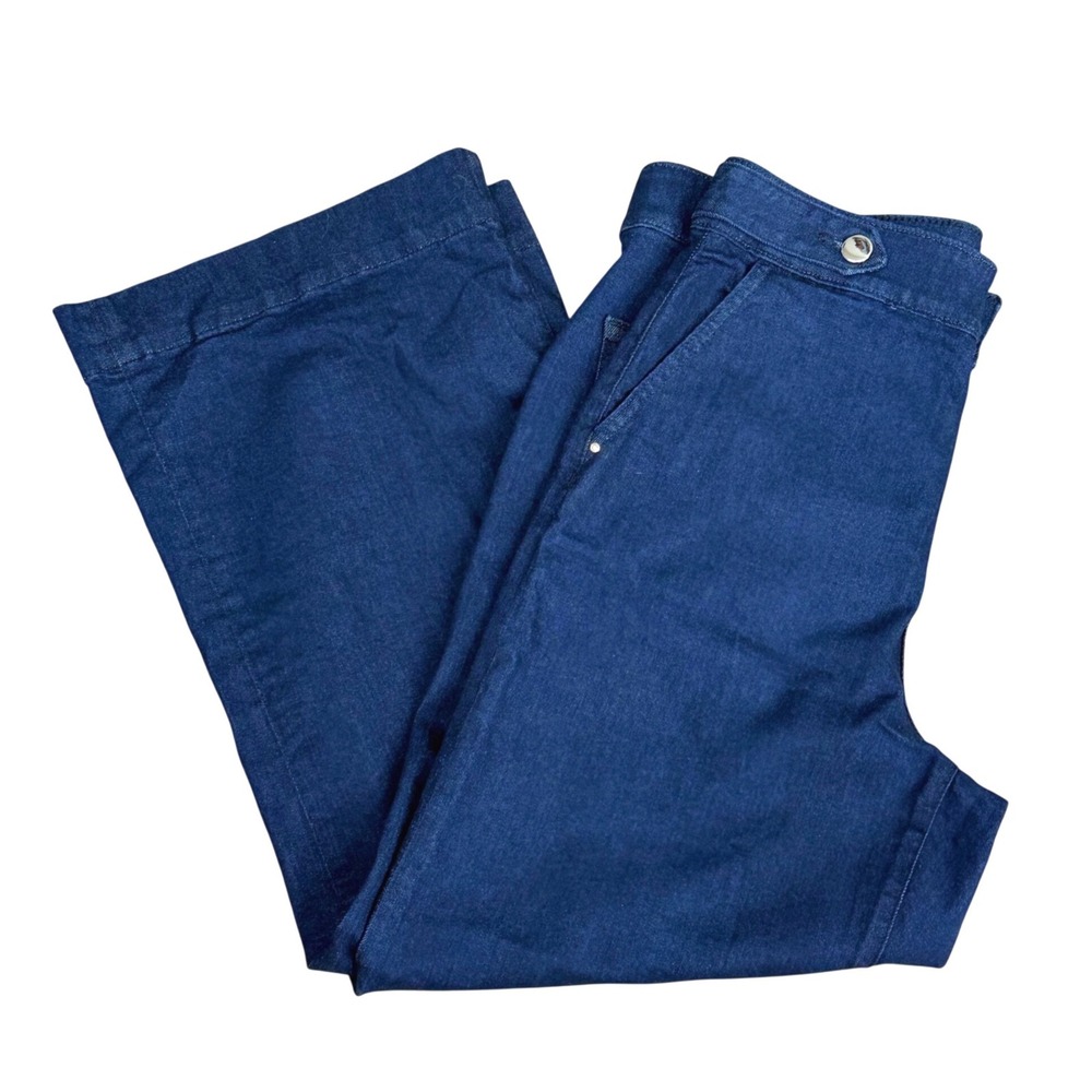 LOFT Wide Leg Crop Jeans Women 32/14 Dark Wash Office Casual Chic